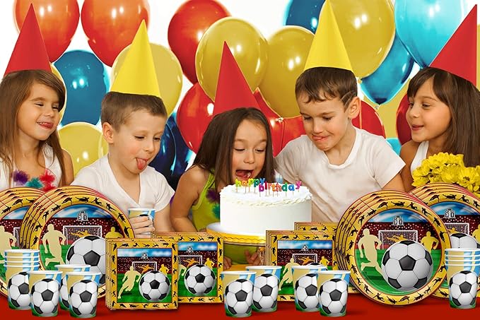 Soccer Sports Birthday Party Supplies Set Plates Napkins Cups Tableware Kit for 16