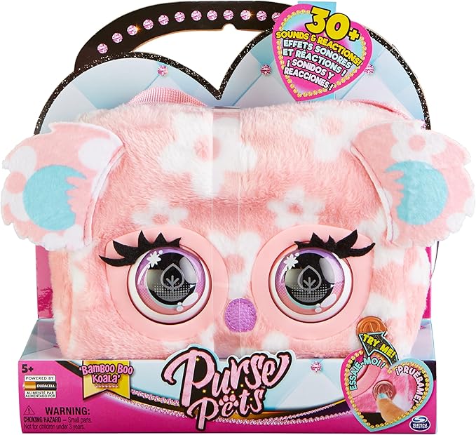 Purse Pets, Print Perfect Bamboo Boo Koala, Interactive Pet Toy and Handbag with Over 30 Sounds and Reactions, Kids’ Toys for Girls Ages 5 and up