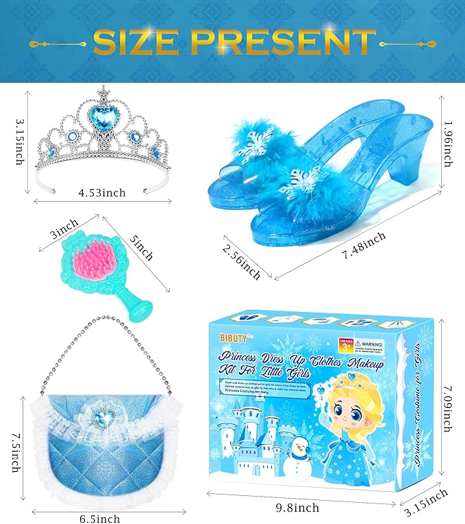 Kids Makeup Kit for Girls Dress Up for Girls, BIBUTY Pretend Play Fake Makeup Set with Princess Dress Cape Princess Shoes Crown, Princess Toy Gift for 3-6 Toddler Little Girl