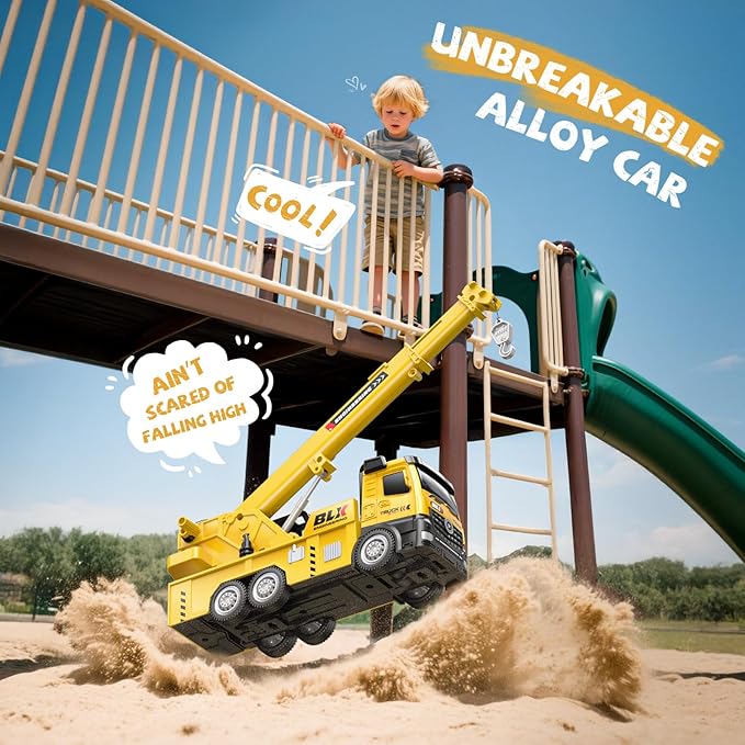 4 Pcs Alloy Construction Truck Toys for 2 3 4 5 Year Old Boys, 9" Construction Vehicles with Light & Sound, Truck Toys for 1 2 3 Year Old Boys, Ideas 2 3 4 5 Year Old Boy Birthday Gifts
