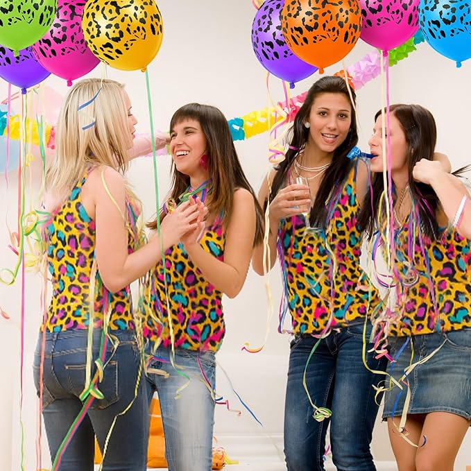 Gejoy 36 Pcs Colorful Neon Cheetah Balloons Leopard Print Balloons 12 Inch Spots Latex Leopard Jungle Animal Decorations for Cheetah Zoo Theme Birthday Party Supplies