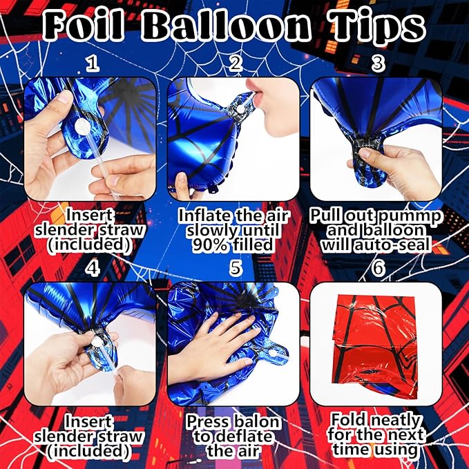 Spider Web Number 3 Balloon Birthday Decoration, Superhero Themed 40in Giant Mylar Number Party Supplies