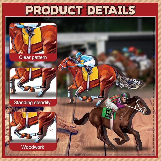 6pcs Derby Decorations Horse Racing Decorations Table Centerpieces Wooden,Double Sided Derby Table Decorations Horse Racing Party Supplies,Derby Party Decorations