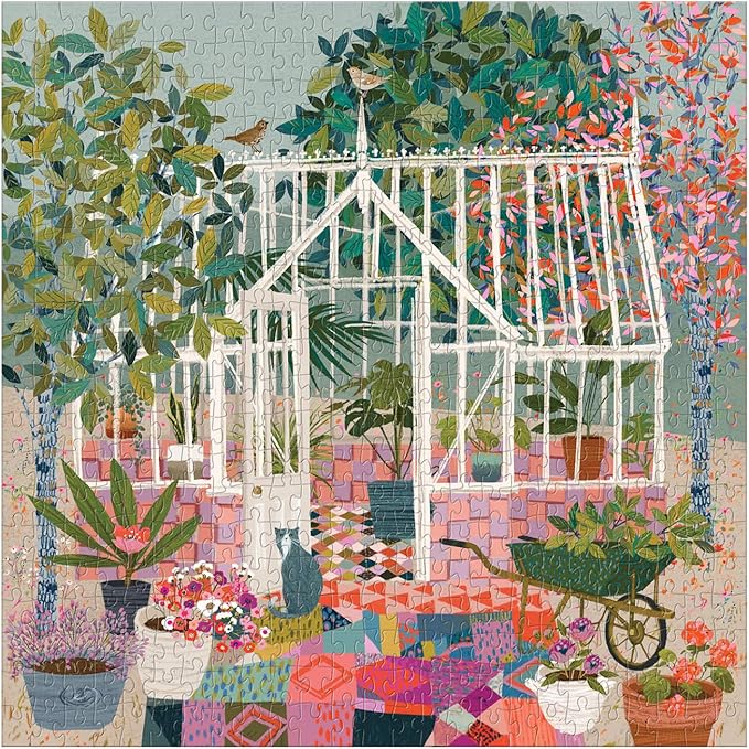 Galison Greenhouse Gardens 500 Piece Puzzle from Galison - Featuring Colorful Illustrations, 19" x 19", Fun & Challenging, Unique Gift Idea