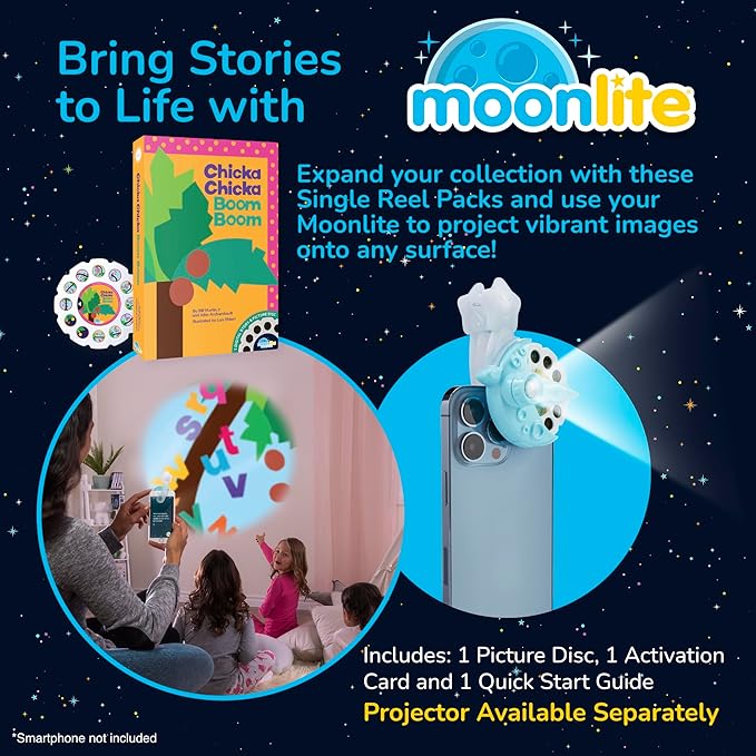 Moonlite Storybook Reels For Flashlight Projector, Kids Toddler | Chicka Chicka Boom Boom | Single Reel Pack Story for 12 Months and Up