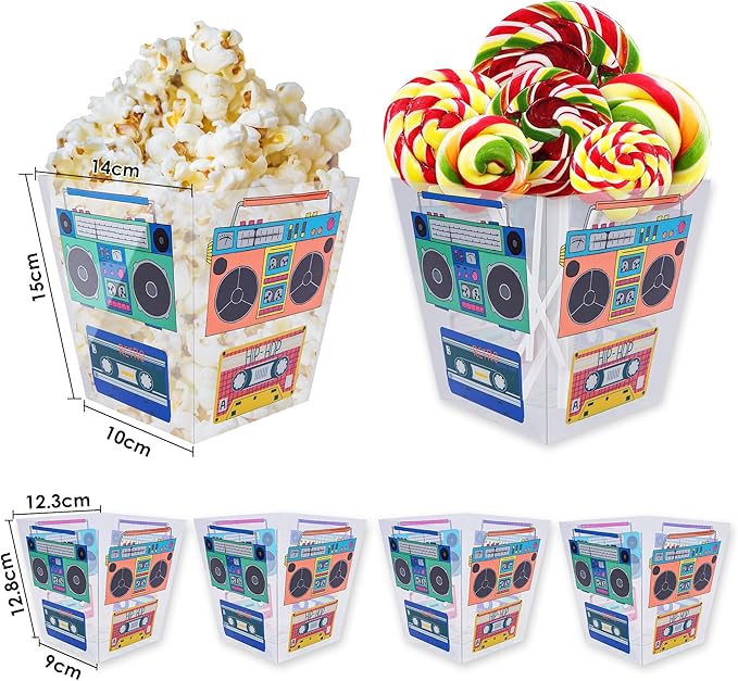 YAROMO Tape Radio Bucket Centerpiece, 6 PCS 80s Party Supplies, 90s Theme Birthday Party DecorationTape Radio Table Decor, Retro Hip Hop Disco Pop Music Party