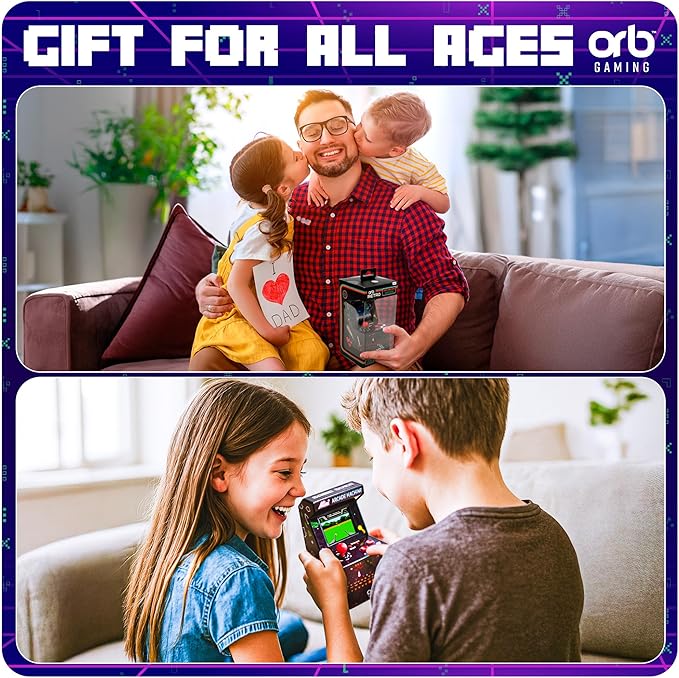 Mini Arcade Machine, 240 Built-in 8-Bit Games, 2.5” Full Colour Screen, 8-Way Joystick, Handheld Retro Games Console – Orb Gaming by ThumbsUp!