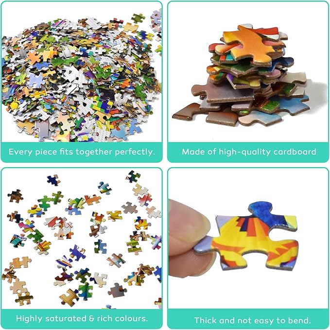 HUADADA Jigsaw Puzzles for Adults 1000 Pieces, Hot Air Balloon Interlock Perfectly Letter on Back No Dust, Home Decor Birthday Party Toy for Men Women Elders Seniors (27.5"x19.6"), 1:1 Poster