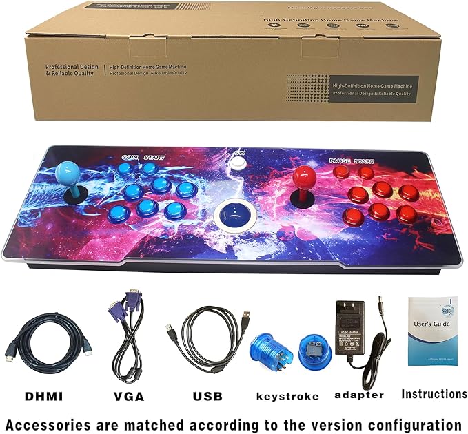 3D Saga DX Preloaded with 516 Vertical + 3000 Horizontal Games, 3 Sided Cocktails, 3D Saga Box Arcade Game Console, Precision LED Push Button 8 Way Joysitck USB Trackball,1280X720, 4P Games