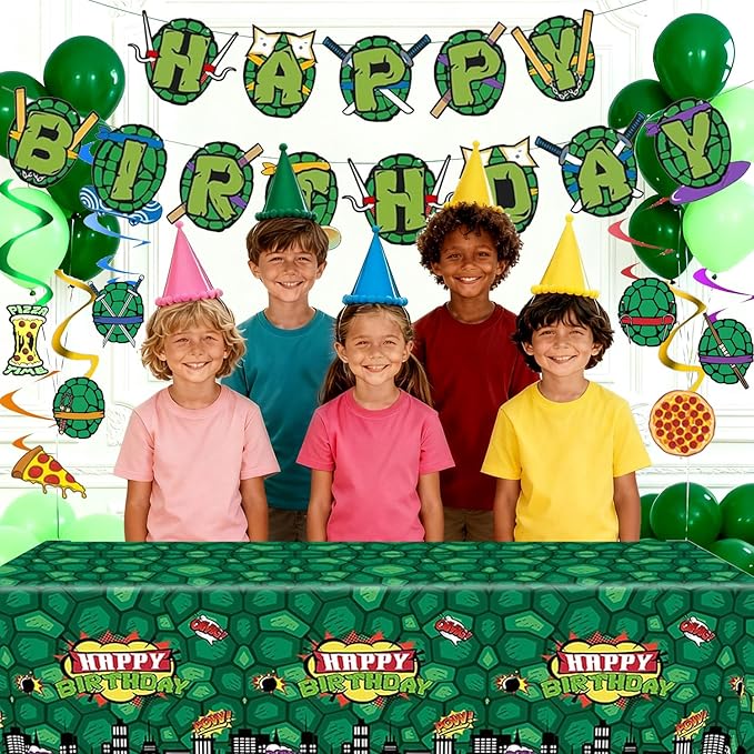 Birthday Party Decorations Turtle Happy Birthday Party Decorations Turtle Theme Party Supplies - Happy Birthday Banner - Hanging Swirl Streamers