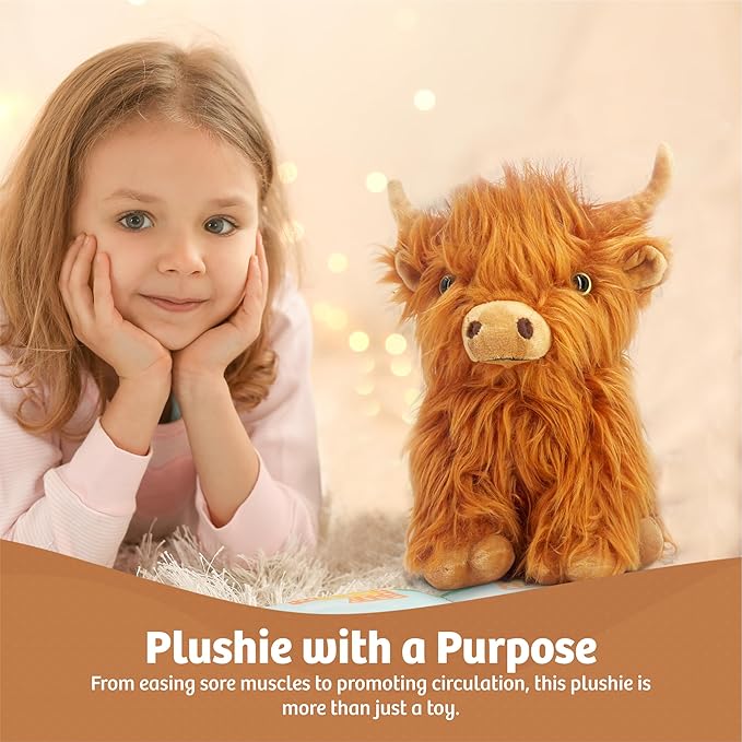 Marysun Microwavable Highland Cow Stuffed Animal Toy - Brown Stuffed Animal Gift for Girls and Kids