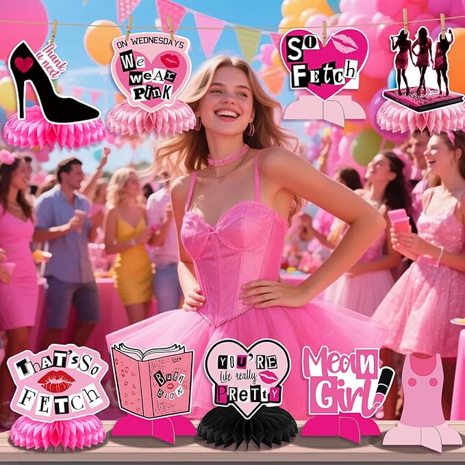 Pink Girls Centerpieces for Table Popular Girl Party Table Decorations Burn Book Pink Girls Birthday Decorations