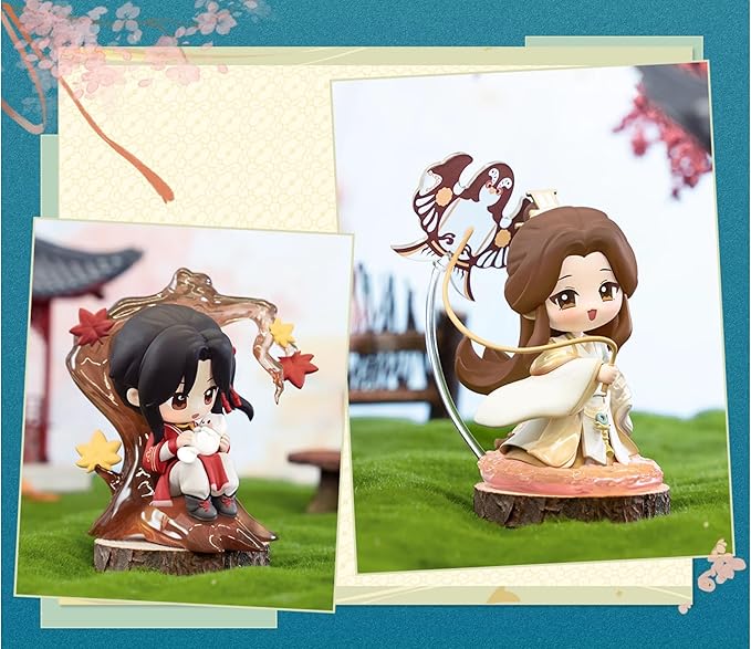 THE UNTAMED Heaven Officials Blessing Figures, Desktop Decorations，Q Version Character Ornaments，Collectible Toys，“Dan Qing Feng Hua”Series (Xian Le)
