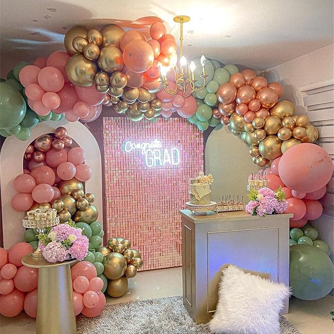 Sage Green and Dusty Pink Balloons, Retro Pink Muted Green White Gold Baby in Bloom Balloons for Girls Women Floral Fairy Wildflower Camping Birthday Woodland Baby Shower Garden Tea Party Decorations