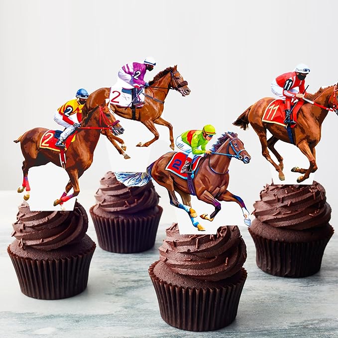Kentucky Party Derby Day Cupcake Toppers 48PCS Race Horse Party Decorations Horse Derby Day Racehorse Cupcake Picks for Run for the Roses Supplies