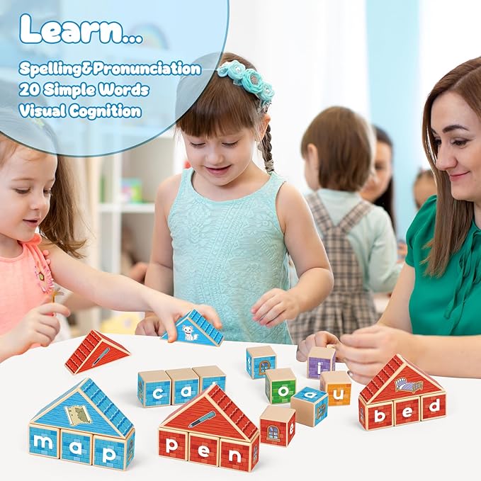 CVC Word Games, Phonics Game for Kids, Spelling Games, Preschool Learning Activities, Building Blocks for Toddlers, Learn to Read, English Learning Tools, Kindergarten Classroom Must Haves