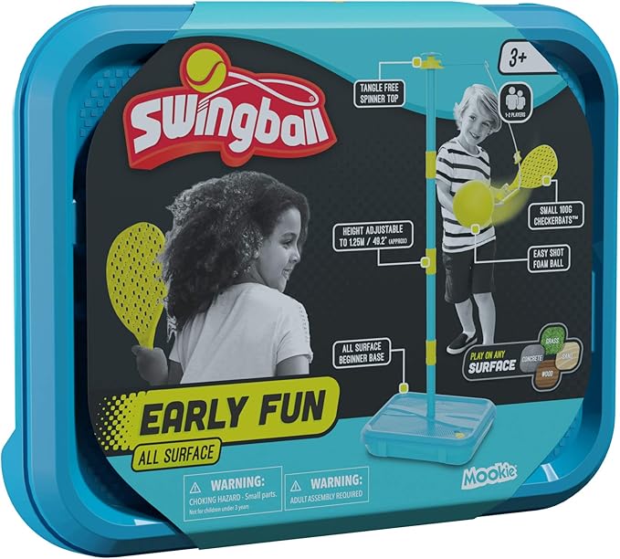 Swingball All Surface Tetherball Tennis Set – Portable Outdoor Game for Kids & Adults – Includes Paddles & Ball – Backyard, Lawn, or Park Active Play – Family Fun, Easy Setup & Storage
