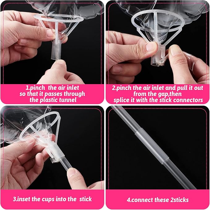 50 Pieces Clear Balloon Holder Long Clear Balloon Sticks Reusable Stand with Cups for Bobo Birthday and Wedding Party Supplies