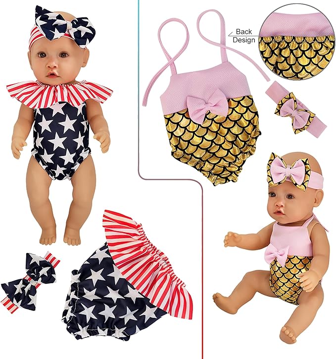 10 Sets 14-16 Inch Baby Doll Clothes Dress Outfits Headbands Accessories fits New Born 15 inch Baby Doll