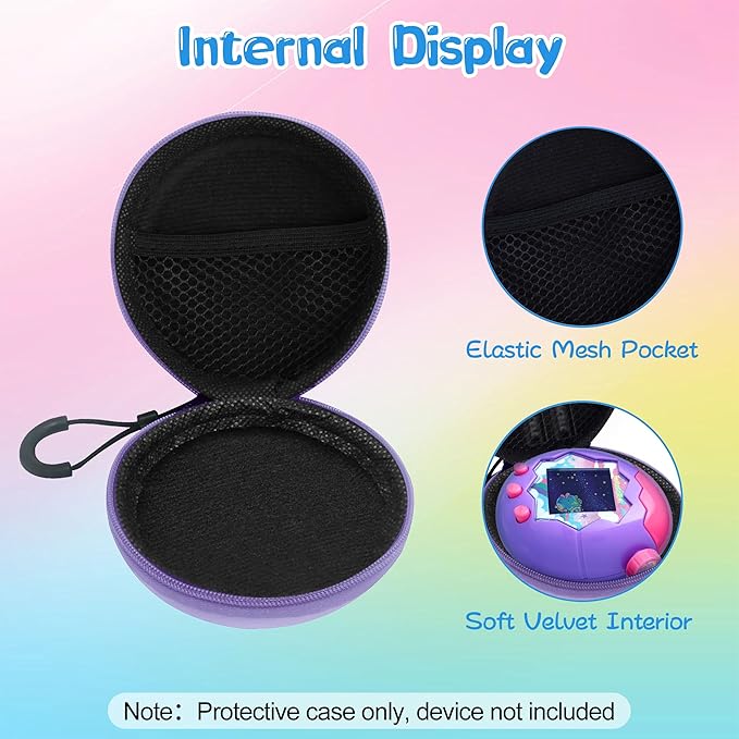 Carrying Case for Tamagotchi Paradise/Nano-MALS, Hard EVA Portable Storage Protector Cover with Lanyard & Carabiner for Kids, Case Only (Purple)