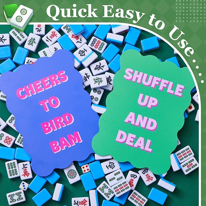Soulchen 4 Pcs Mahjong Tile Mixer Shufflers for Mixing and Shuffling Tiles Plastic Mahjong Accessories Gifts for Lovers Games Decorative Printed Design (Blue & Green & Purple Style)