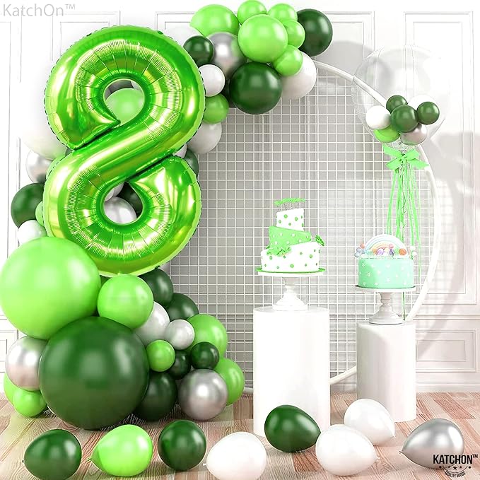 KatchOn, Light Green Number 8 Balloon - 40 Inch | Green Neon 8 balloon Number for 8th Birthday Decorations Boy | Number 8 Green Happy Birthday Balloons for 8th Anniversary Decorations