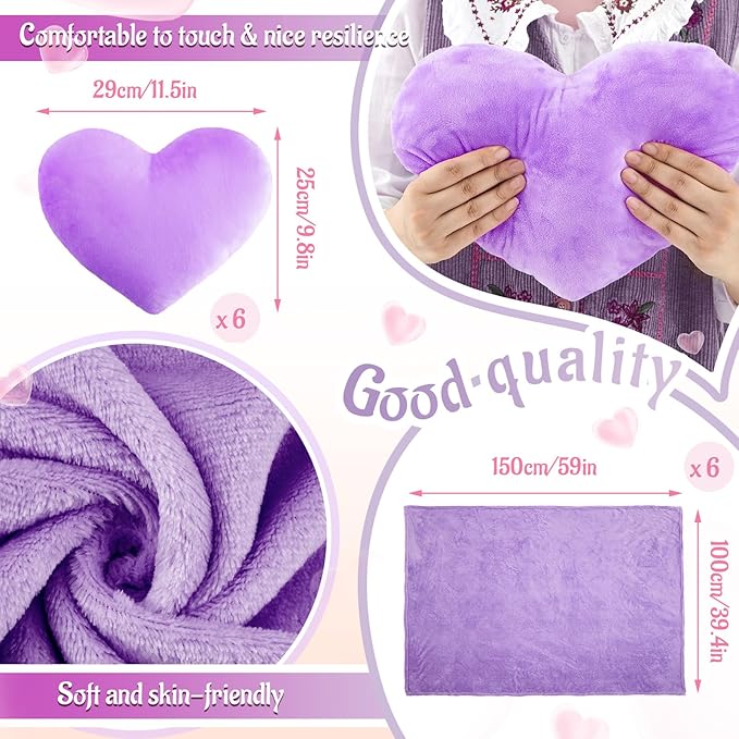 48 Pcs Sleepover Party Supplies Spa Birthday Slumber Pajamas Galentines Party Favors Coquette Throw Blanket Pillow Headband Scrunchies Eye Mask Cup Socks(Purple,Solid Color)