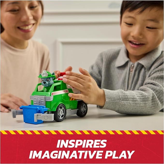 Paw Patrol Fire Rescue: Rocky Rescue Fire Tanker with Action Figure, Grab Claw and Toy Truck, Kids Toys for Boys & Girls Ages 3 and Up
