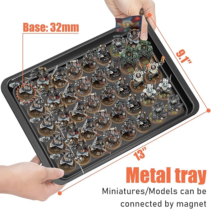 Miniature Storage Case for Collectibles, Miniature Display Cases with Magnetic Door and 6 Trays, Clear View Miniatures Transport Case (Brown)