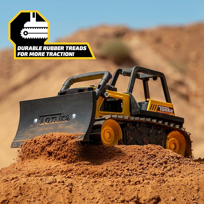 Tonka Steel Classics Bulldozer - Made with Steel & Sturdy Plastic, Yellow Toy Construction Truck, Boys and Girls, Kids, Toddlers, Ages 3+