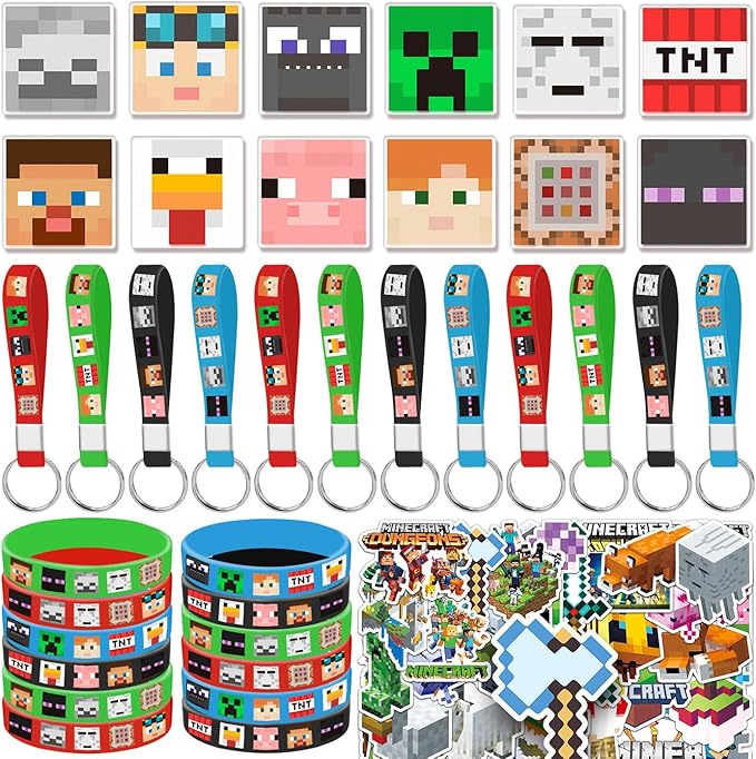 Pixel Birthday Party Supplies, 86PCS Party Gifts Merch Set for Pixel Theme Party