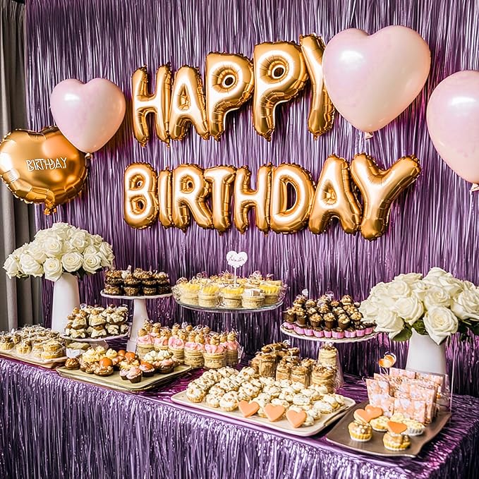 ParyWoo Light Purple Streamers 2pcs Tinsel Backdrop 8.2FT Metallic Lavender Foil Fringe Streamer Curtains Photo Booth Backdrop for Halloween Baby Shower Bachelorette Wedding Party Decorations