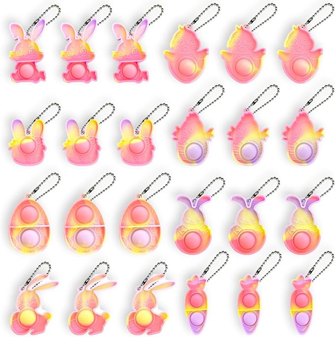 KatchOn, Easter Pop Fidget Keychains - Pack of 24 | Easter Basket Stuffers, Easter Egg Fillers, Mini Bubbles Party Favors, Easter Party Favors, Easter Party Supplies, Easter Gifts