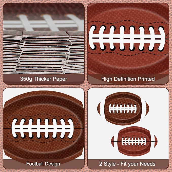 24 Pcs Football Plates - Rugby Shape Design Paper Plate, Disposable Dinner Dessert Paper Plates Tableware Set for Football Party Supplies Birthday Game day Tailgate Party Decorations Table Decor