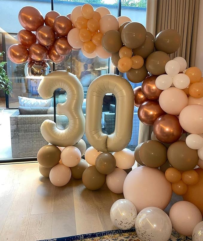 Cream Number 8 Balloon 40 Inch, 8th Birthday Party Decorations for Children, Giant 8 Foil Balloon for Party Supplies
