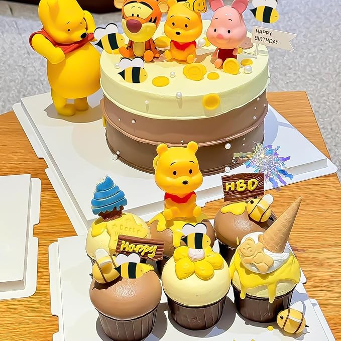 Newmemo Winnie Cake Topper 12Pcs Winnie figurines Pooh Cake Toppers Winnie Cupcake Toppers Pooh Bear Cake Picks Winnie Cake Decorations for Winnie Birthday Baby Shower Party Decorations Supplies