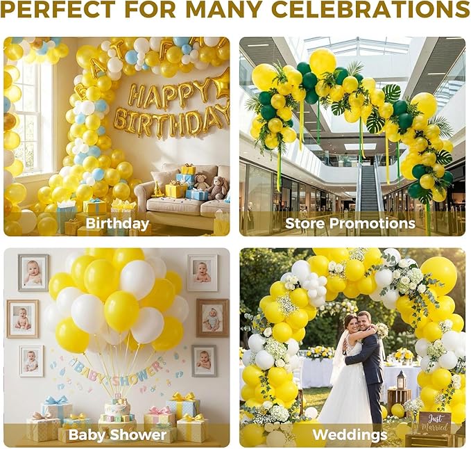 LovesTown 110PCS Yellow Balloons, Yellow Latex Balloon for Easter Sunflower Birthday Baby Shower Graduation Engagement Anniversary Wedding Party Supplies Garland Arch Decoration,12 Inches