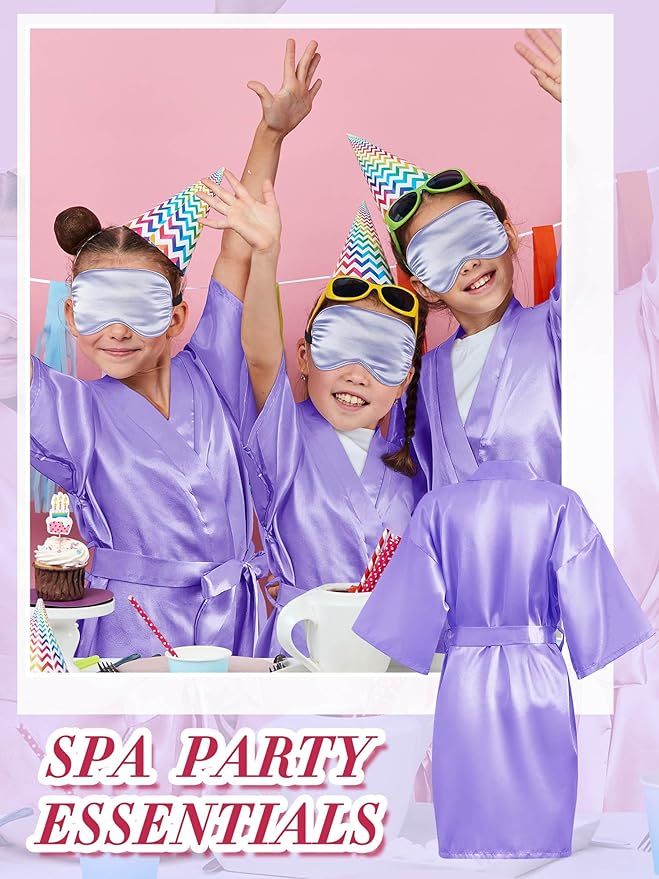Sintuff 24 Pcs Sleepover Party Supplies for Girls 6 Spa Robes for Girls Slumber Party 6 Tote Bags 6 Headbands 6 Spa Masks
