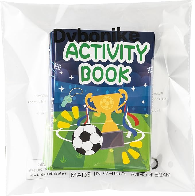Dvbonike 24Pcs Soccer Activity Books for Kids - Football Mini Fun Games Coloring Book in Bulk Animals Sport Goal Party Favors Goodie Bags Stuffers for Birthday Classroom School Rewards Supplies