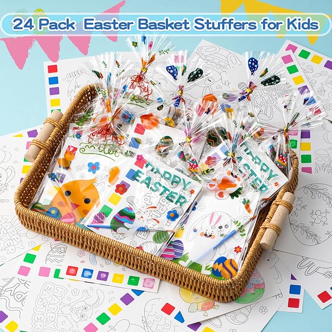 Easter Gifts for Kids, 120Pcs Water Coloring Books & 320Pcs Temporary Tattoos Bulk with Goodie Bag for Easter Basket Stuffers Party Favors Classroom Prize School Activities Crafts Party Supplies