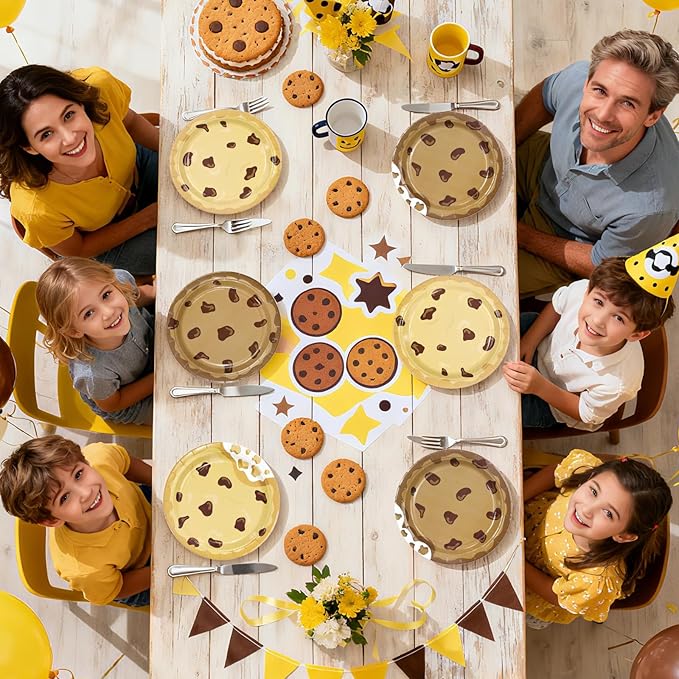 60 Pcs Milk and Cookies Paper Plates 7" Disposable Heavy Duty Chocolate Chip Cookie Dessert Paper Plates Biscuit Theme Party Tableware Set for Kids Birthday Baby Shower Party Decorations Supplies