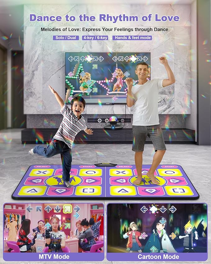 Flannel Dance Mat for TV with Camera, Non-Slip Exercise Dance Pad with Yoga Mode for Kids & Adults, Family-Friendly Electronic Game Mat Toy Gifts for Girls & Boys (Purple)