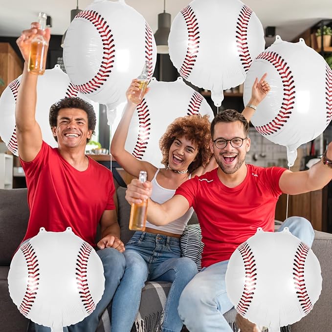 12 Pcs Baseball Balloons,18 Inch Baseball Foil Balloons,Baseball Party Decorations Sports Mylar Balloon for Birthday Party Sports Theme Party Supplies (Baseball)