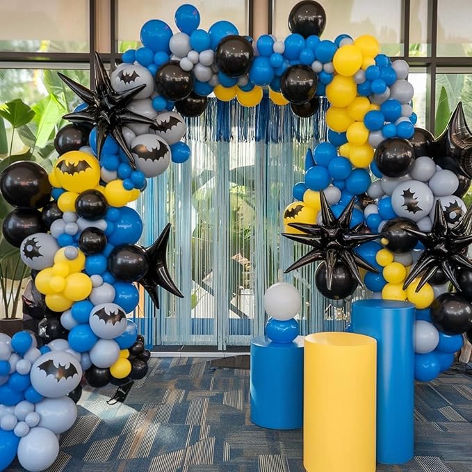 Black Yellow Grey Balloon Arch Kit,Navy Blue Black Yellow Grey Balloons with Sticker for Boys Man Birthday Decorations Party Baby Shower Anniversary Graduation Party Supplies