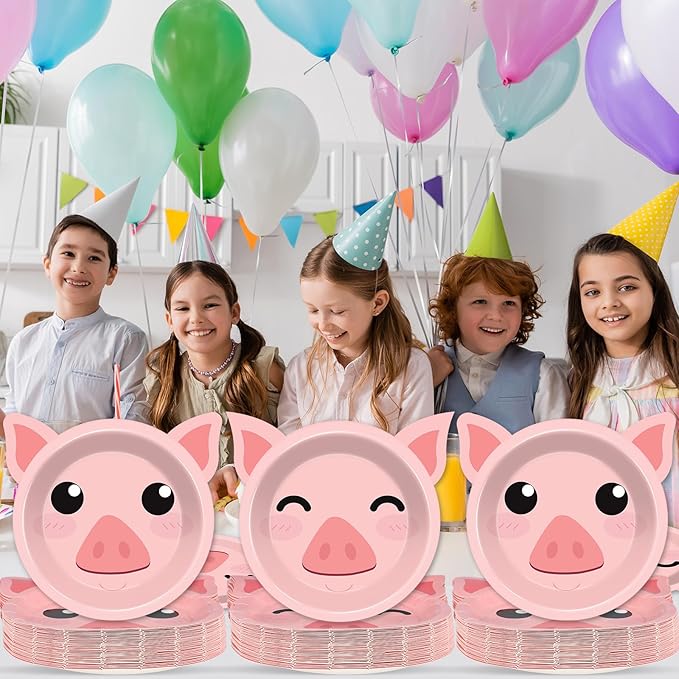 50 Count Pig Paper Plates Pig Shaped Disposable Plates Baby Shower Party Plates Pink Theme Party Dinnerware Farm House Barnyard Plates for Gender Reveal Boy Girl Baby Shower Birthday Party Decorations