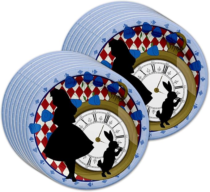 Alice in Wonderland Birthday Party Supplies Set - Alice in Wonderland Decorations - Alice in Wonderland 1st Birthday - Birthday Party for Girl | Tableware Includes Plates Napkins and Cups | Kit for 16