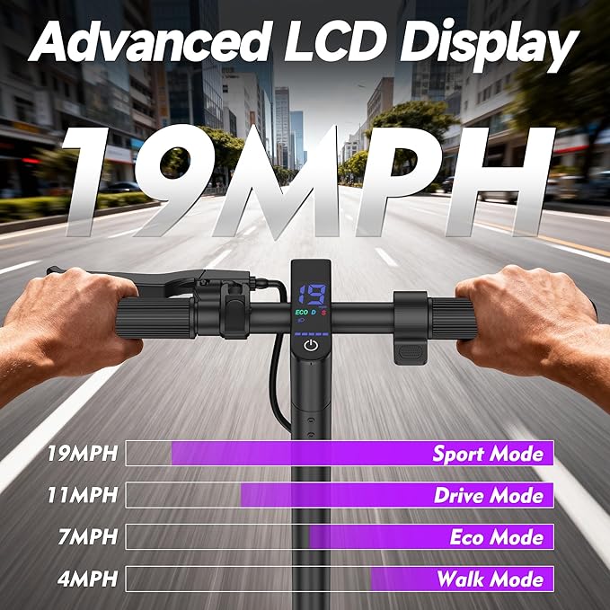 VOLPAM Electric Scooter, 350W/500W Powerful Motor, 8.5"/10" Solid Tires, 19/21Mph, 28/23/21/16 Miles Max Range, Dual Braking