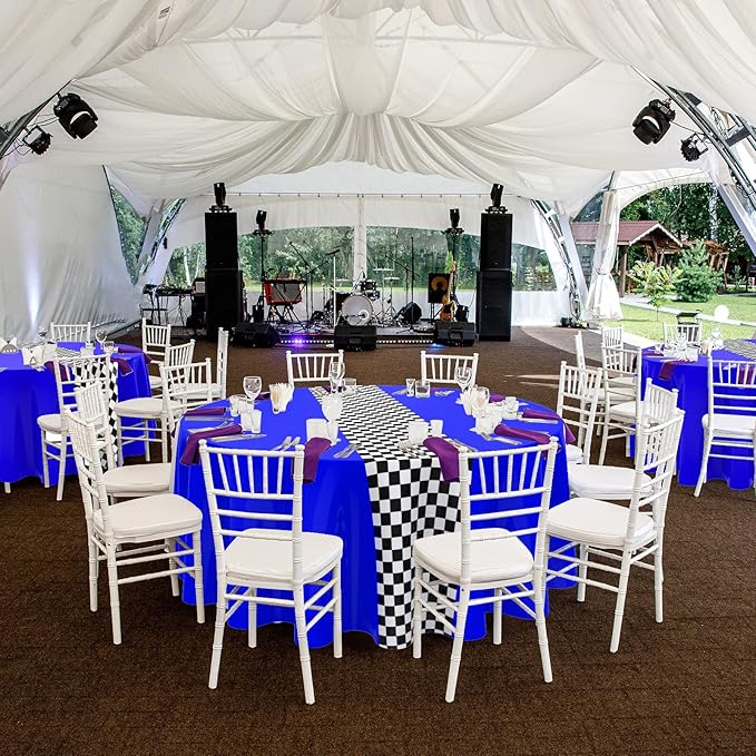 Oudain 3 Pcs Cars Birthday Party Supplies Racing Party Decorations Round Racing Tablecloth Checkered Flag Table Covers Road Plastic Table Cloth, 1950s Disco Dancing Party Tablecloth (Dark Blue)