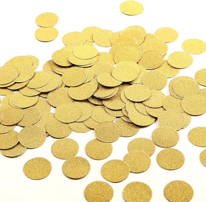 MOWO Glitter Confetti Circles Wedding Party Decor and Table Decor, 1.2’’ in Diameter (glitter gold,200pc)