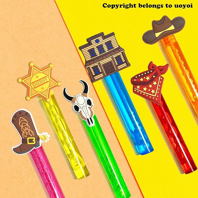 Western Cowboy Party Favors,24Pcs Cute Cowboy Bubble Wand for Western Birthday Party Supplies,Classroom Prizes Pinata Goodie Bag Stuffers Gifts